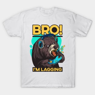 Bro, I'm Lagging! Angry Gamer Bear T-Shirt